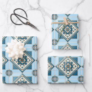 Mediterraanse tegels, Portugees, Azulejo, Majolica Inpakpapier Vel