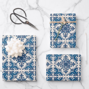 Mediterraanse tegels, Portugees, Azulejo, Majolica Inpakpapier Vel