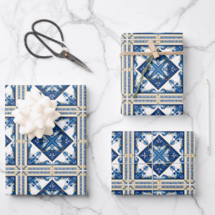Mediterraanse tegels, Portugees, Azulejo, Majolica Inpakpapier Vel