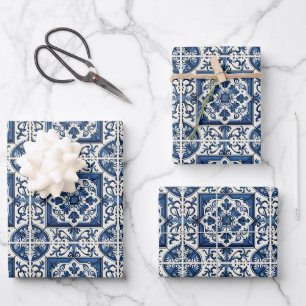 Mediterraanse Tegels, Portugees, Azulejo, Majolica Inpakpapier Vel