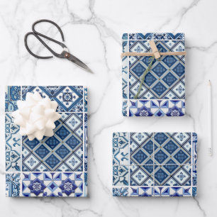 Mediterraanse tegels, Portugees, Azulejo, Majolica Inpakpapier Vel