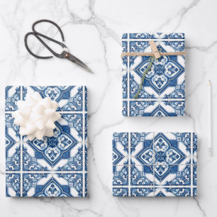 Mediterraanse Tegels, Portugees, Azulejo, Majolica Inpakpapier Vel