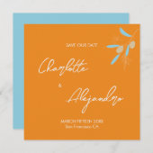 Mediterraanse Vibes Bruiloft Save the Date Sinaasa (Voorkant / Achterkant)