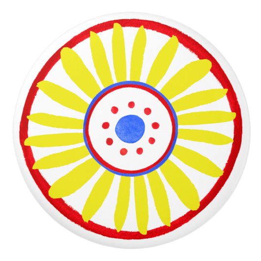 Mediterraanse Volkskunst Keramische Knop (Voorkant)