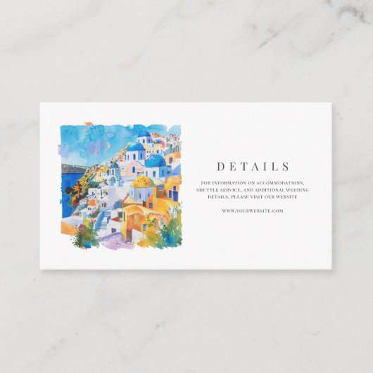 Mediterraanse Waterverf bruiloft details Informatiekaartje (Voorkant)