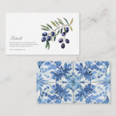 Mediterraanse Waterverf bruiloft details Informatiekaartje (Voorkant / Achterkant)