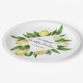 Mediterraanse Waterverf Citroen Tropische Bruiloft Papieren Bordje (Gekanteld)