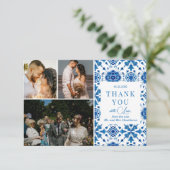 Mediterraanse zomer Huwelijks "Dank je" kaart (Staand voorkant)