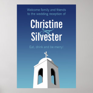 Mediterraanse zomer, huwelijksreceptie welkom poster