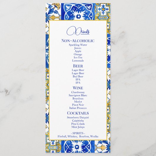 Mediterraanse zomer moderne tegel Flat Menu (Achterkant)