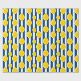 Mediterraanse zomergestreepte en citroenen cadeaupapier