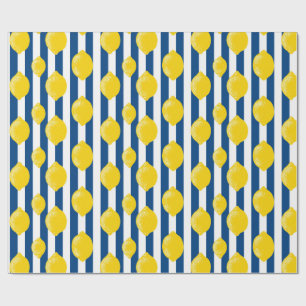 Mediterraanse zomergestreepte en citroenen cadeaupapier