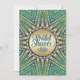 Mediterraanse Zon Goud Glitter Bruidsbruiloft Kaart