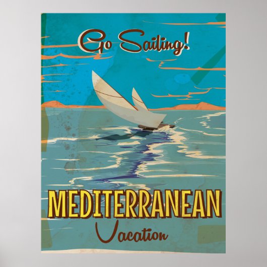 Mediterrane affiche van een vakantiereis uit vroeg poster (Voorkant)