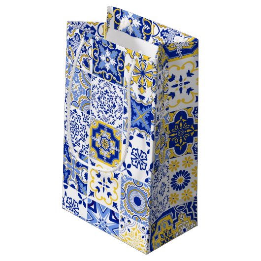 Mediterrane Amalfi Blue Tegels Citroen Dank u Klein Cadeauzakje (Achterkant Gekanteld)