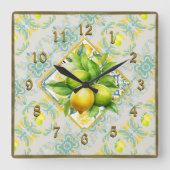 Mediterrane Amalfi Tegel Citroenen Muur Klok (Voorkant)