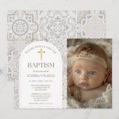 Mediterrane Amalfi Tegels Baptisme Foto Kaart (Voorkant / Achterkant)