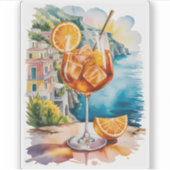 Mediterrane Aperol Spritz Drank Aquarel Sticker (Voorkant)