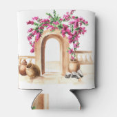 Mediterrane architectuur, bloemen, waterverf, h blikjeskoeler (Achterkant)