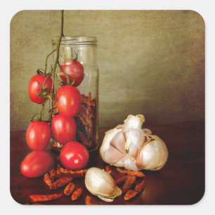  mediterrane aroma's vierkante sticker