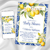 Mediterrane Azulejo Tegel Lemon Baby shower Kaart