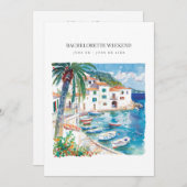 Mediterrane Bachelorette Weekend Uitnodiging (Voorkant / Achterkant)