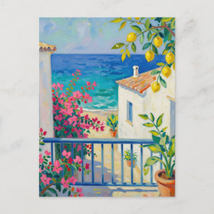 Mediterrane Balkon Citroen Bougainvillea Zeezicht Briefkaart
