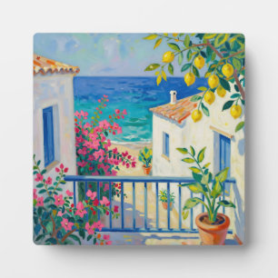 Mediterrane Balkon Citroen Bougainvillea Zeezicht Fotoplaat