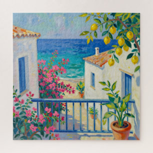 Mediterrane Balkon Citroen Bougainvillea Zeezicht Legpuzzel