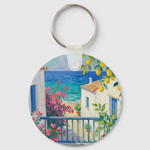 Mediterrane Balkon Citroen Bougainvillea Zeezicht Sleutelhanger