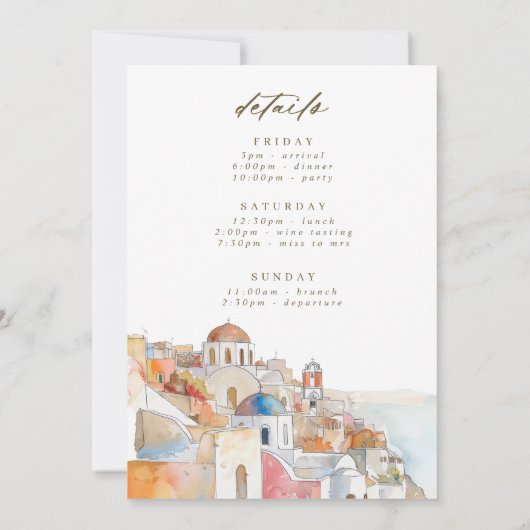 Mediterrane bestemming Bachelorette Weekend Kaart (Achterkant)