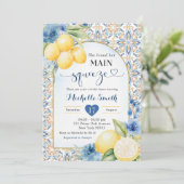 Mediterrane Blauwe Citroen Hoofdknijpdouche Kaart (Staand voorkant)