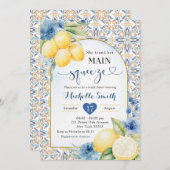 Mediterrane Blauwe Citroen Hoofdknijpdouche Kaart (Voorkant / Achterkant)