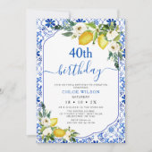 Mediterrane Blauwe Citroen Positano Verjaardag  Kaart (Voorkant)