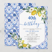 Mediterrane Blauwe Citroen Positano Verjaardag  Kaart (Voorkant / Achterkant)