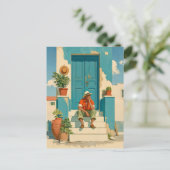 Mediterrane blauwe deur dagdroom briefkaart (Staand voorkant)