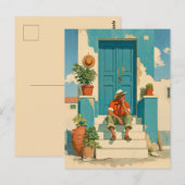 Mediterrane blauwe deur dagdroom briefkaart (Voorkant / Achterkant)
