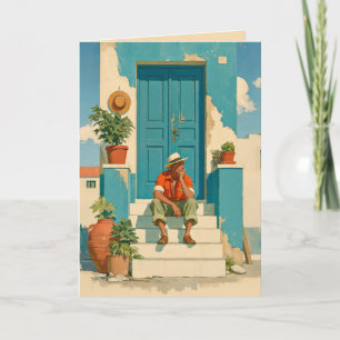 Mediterrane blauwe deur dagdroom kaart
