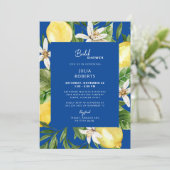 Mediterrane blauwe en gele Vrijgezellenfeest Invit Kaart (Staand voorkant)