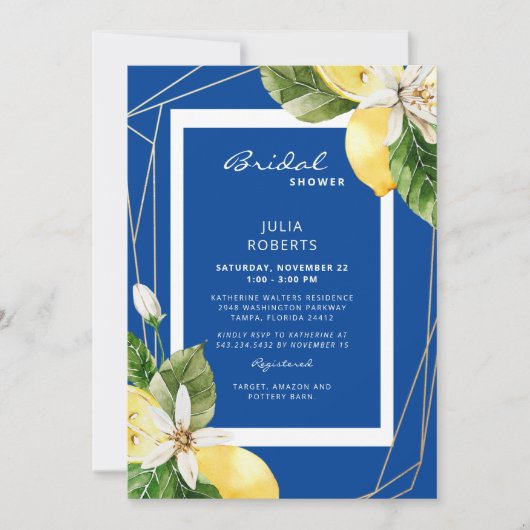 Mediterrane blauwe en gele Vrijgezellenfeest Kaart (Voorkant)