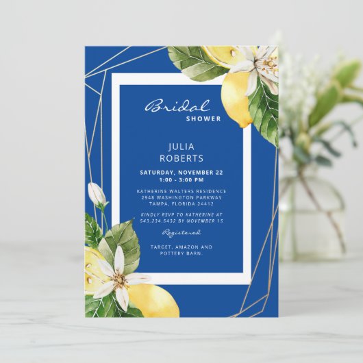 Mediterrane blauwe en gele Vrijgezellenfeest Kaart (Staand voorkant)