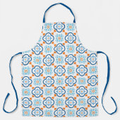 Mediterrane blauwe en Oranje Spaanse Tegel Schort (Voorkant)