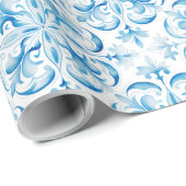 Mediterrane Blauwe en Witte Tegel Cadeaupapier (Rol Hoek)