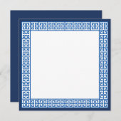 Mediterrane Blauwe Griekse Sleutelbruiloft Uitnodi Kaart (Voorkant / Achterkant)