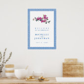 Mediterrane Blauwe Griekse Sleutelbruiloft Welkoms Poster (Keuken)