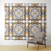 Mediterrane Blauwe Lemon Wandkleed (In Situ (horizontaal))