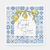 Mediterrane Blauwe Tegel Bruidsdouche Servetten (Voorkant)