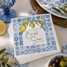 Mediterrane Blauwe Tegel Bruidsdouche Servetten