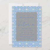 Mediterrane Blauwe Tegel Bruidsdouche Uitnodiging (Voorkant)