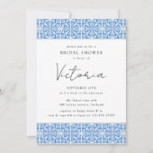 Mediterrane Blauwe Tegel Bruidsdouche Uitnodiging (Voorkant)